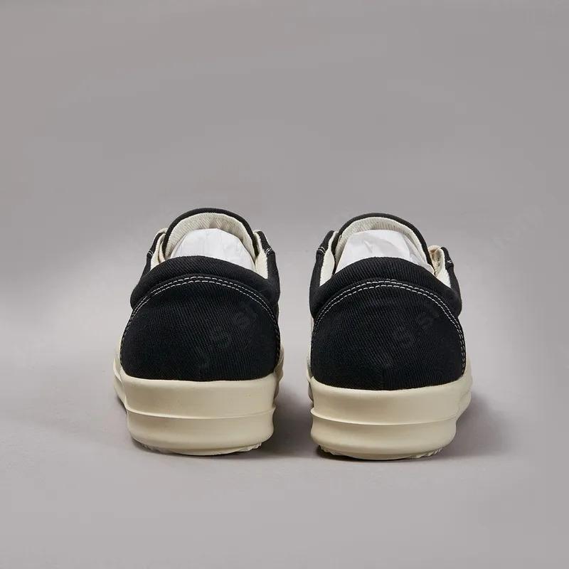 Men Twill Canvas Low Top Casual Shoes Women Sneaker Owens Shoe Men Lace Up Black Canvas Shoes Retro Flat Sneakers Footwear Closed Boy Running