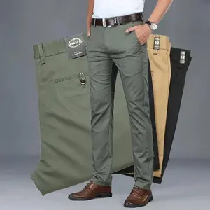 Summer Thin Men's Slim Suit ts Fashion Business Casual Cotton Green Black Khaki Trousers Male Brand Clothing 30-40