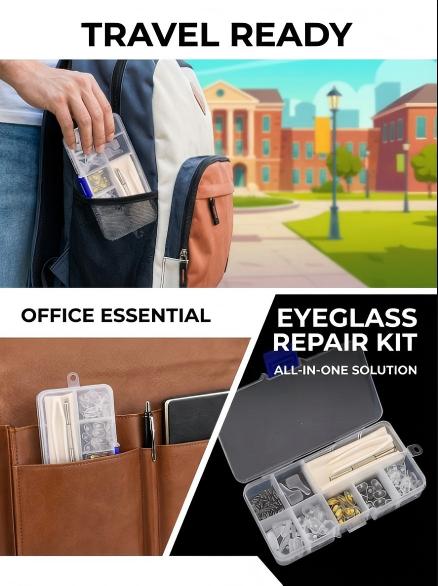 Eyeglass Nose Pads Kit, Upgraded Ultra-Soft Silicone Air Cushion Pads, Anti-Slip Screw-In Glasses Repair Set with Free Tools & Accessories, Reduces Pressure, Ensures Secure Fit for Daily Glasses Wearers