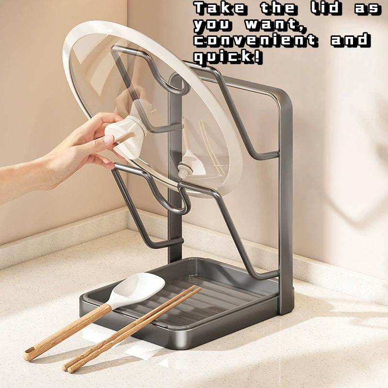 JointlyCreating Multi-Functional Kitchen Organizer Rack Holds Lids Cutting Boards Non-Slip Durable Double Layer
