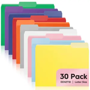 30-Pack Color File Folders, 1/3 Cut Tab, Letter Size for School/Office/Classroom