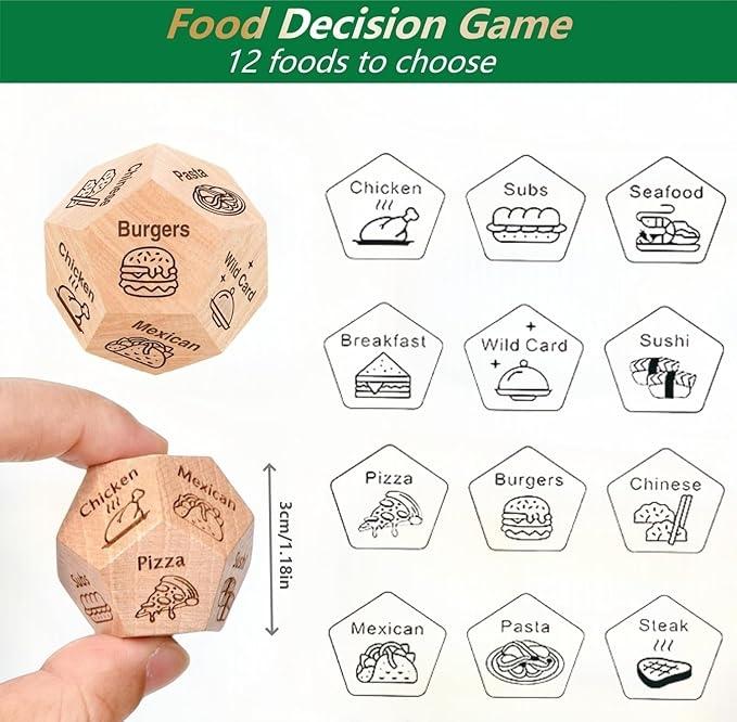 2/1Pcs Date Night Food Dice for Couples - Wooden Decision Dice with 12 Food Choices - Perfect for Anniversary, Birthday Gifts, Funny and Durable Gift for Him and Her 2/1Pcs Date Night Food Dice for Couples - Wooden Decision Dice with 12 Food Choices - Perfect for Anniversary, Birthday Gifts, Funny and Durable Gift for Him and Her