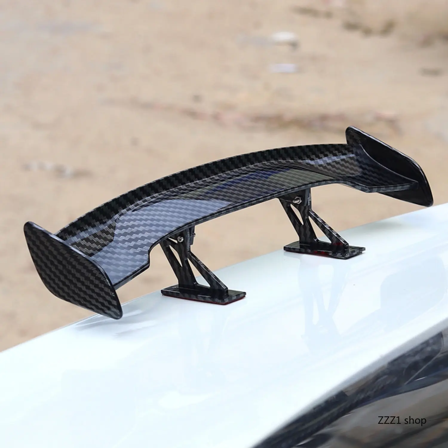 Universal Mini Carbon Fiber Look Automotive Rear Spoiler Wing - Punch-Free Vehicle Accessories, Racing-Style Car Tail Decoration, Aesthetic Gadget for Gifting, Gt Style Spoiler, Cars, Car Accessories