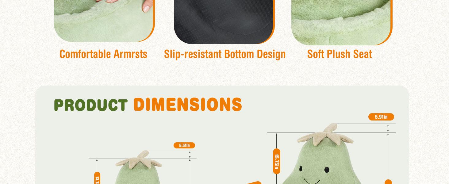 【New】24/31 Inch Bean Bag Chair Padded Toddler Bean Bag Sofa with Padded Bean Bag Chair for Boys and Girls Beige Purple Eggplant Design