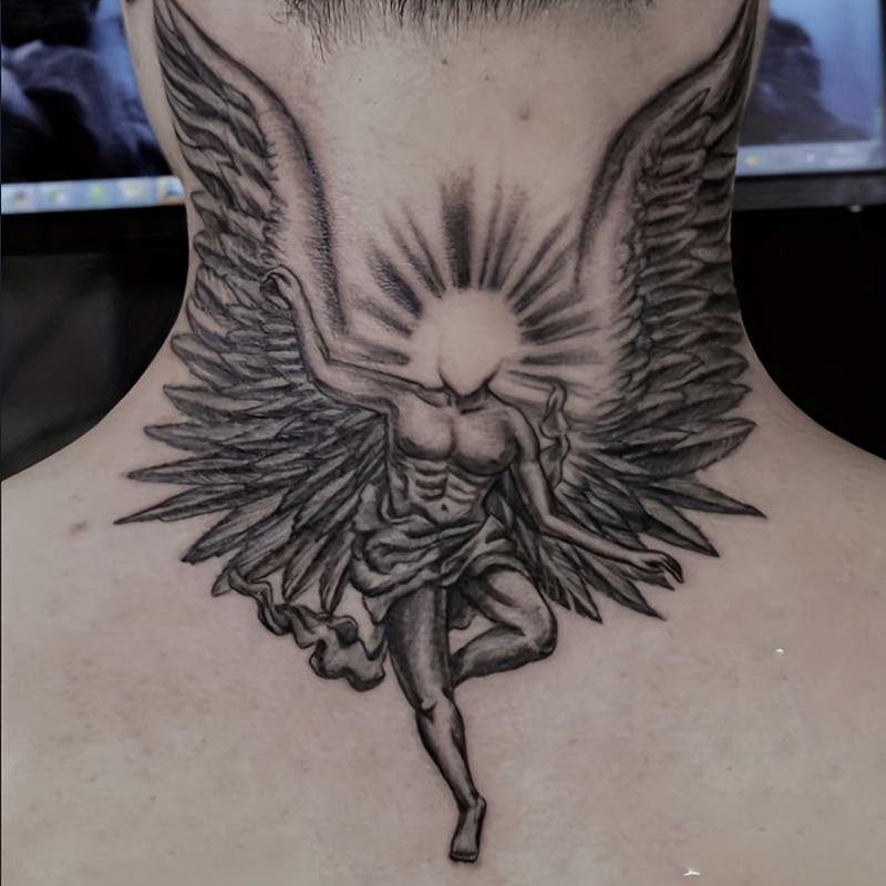 6 Large Herbal Tattoo Stickers, Including 1 Angel Element and 5 Random Styles, Lasts 7-15 Days, Waterproof and Anti-Friction, Realistic Effect, Suitable for Those Who Don't Want Tattoo Pain