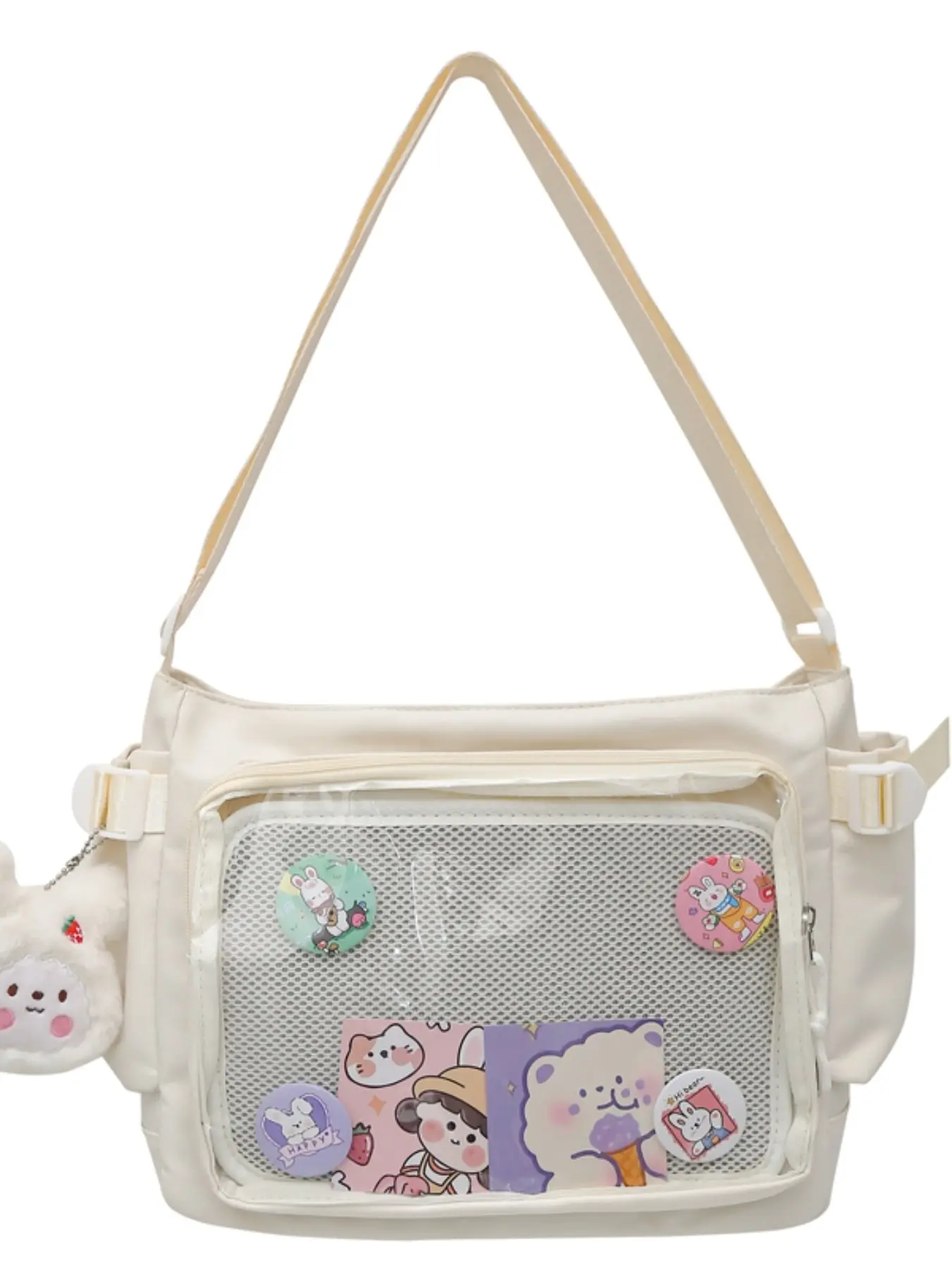 Sweet Cool Transparent Pain Bag, Large Capacity Crossbody Backpack, Girl Student Commuter Shoulder Bag, Anime Style Single-Shoulder Bag, Casual Commuter Bag, Everyday Bags, Crossbody Handbags, Crossbody Shoulder Handbag, Adjustable Crossbody Purses