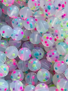 15mm Confetti Colorful Flowers EXCLUSIVE Round Silicone Beads