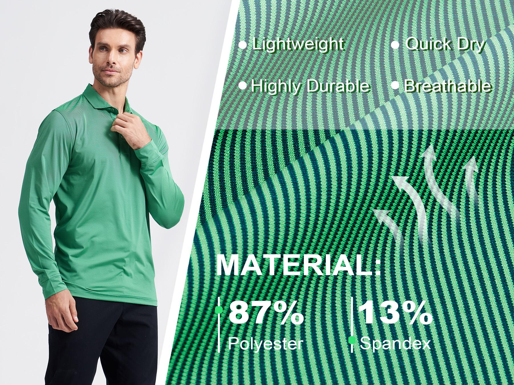 MAELREG Men’s Long Sleeve Striped Polo Shirt, Lightweight Dry Fit Moisture-Wicking Performance Golf Top SpringStatements