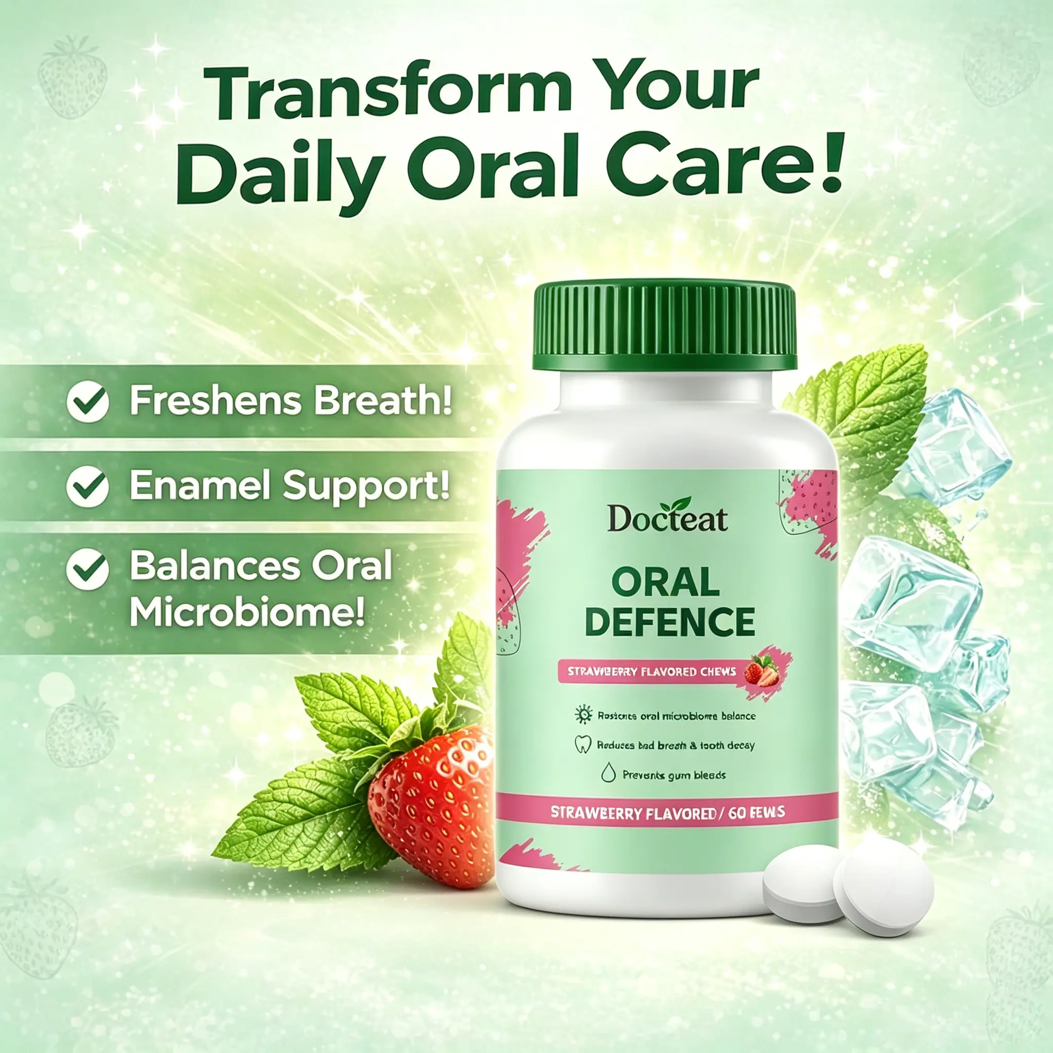Oral Defense – Oral Probiotic Supplement for Microbiome Balance, Fresh Breath, Gum Health & Daily Oral Care Support, 60 Chewable Capsules