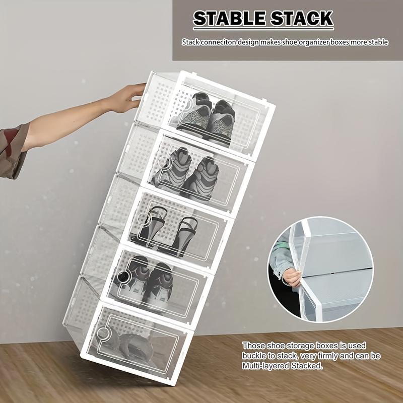 15P Stackable shoe storage box with lid, large shoe rack and storage shelf, shoe display and storage container