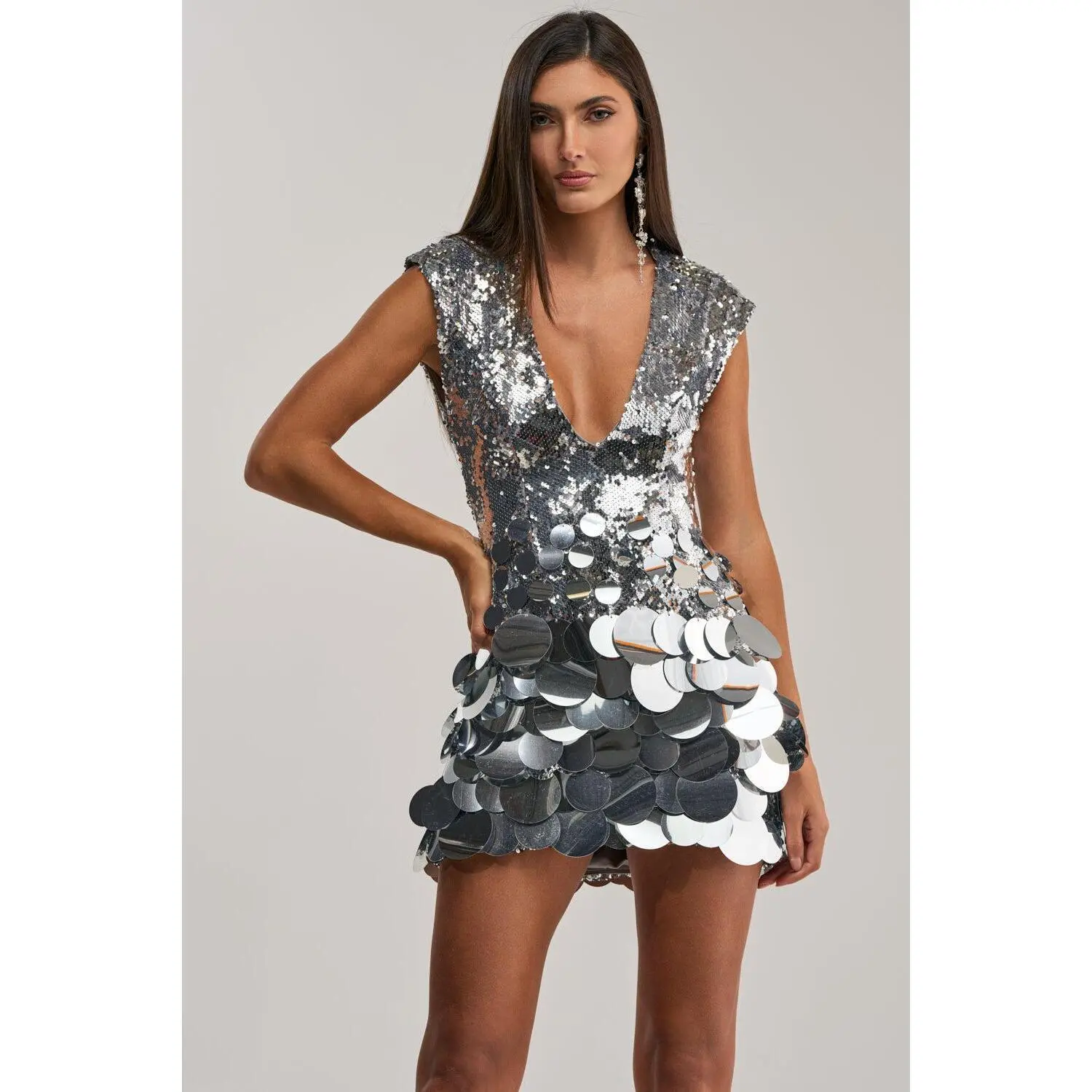 DANCE THE NIGHT AWAY SEQUIN MINI DRESS IN SILVER