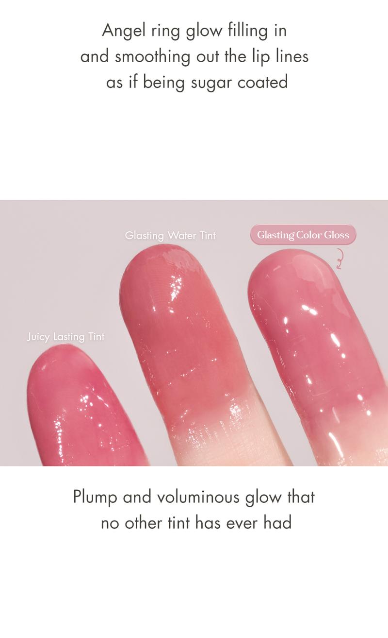 [rom&nd Official Shop] rom&nd Glasting Color Gloss 4g Plumping Volume Bunny Tongue Lips Glazed Glass Lightweight Glowy Vivid Transparent Glossy