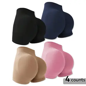 4-Pieces High Waist Tummy Control Side-Ribbed Butt-Lifting Seamless Shorts Lightweighted Summer Shorts Stretchy Womenswear Bottom SpringStatements