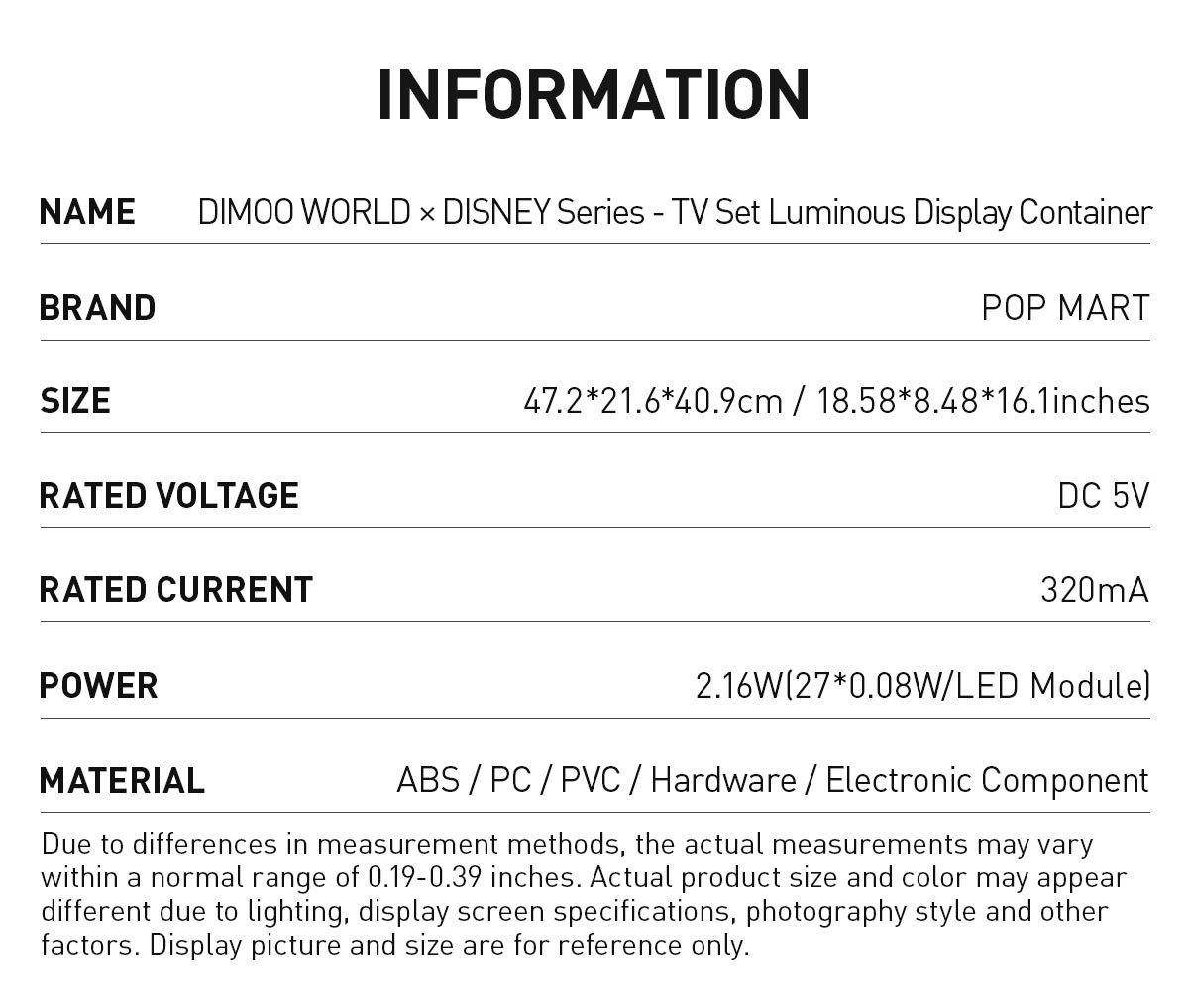 [Spanish]-DIMOO WORLD × DISNEY Series – Contenedor Iluminado en Forma de TV