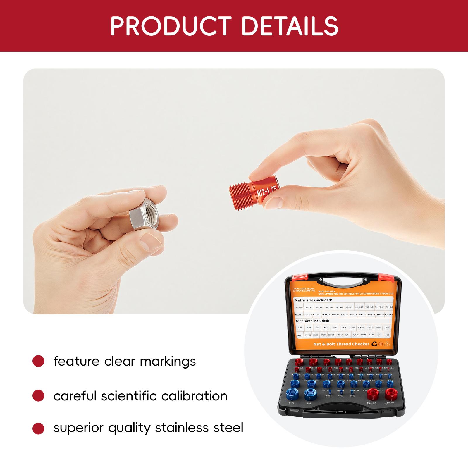 Metric and SAE bolt size checker