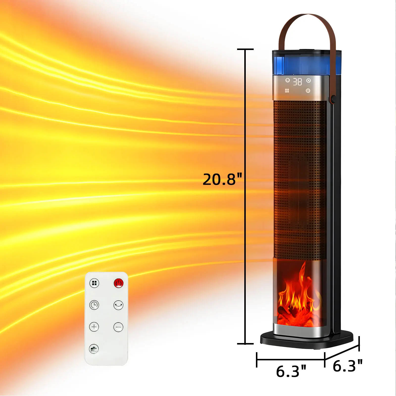 Indoor Heater, 21-inch Portable Space Heater, Adjustable Thermostat with Remote Control, Humidifier and Heater Combo Unit, 12-Hour Timer, Tip-Over Protection, 70° Adjustment, Suitable for Offices, Bedrooms, and Homes