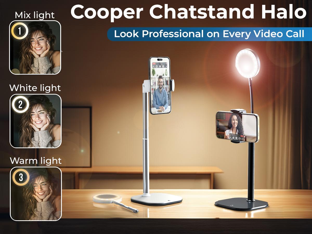 LED Ring Light Tripod Phone Holder for Zoom Video Recording, Makeup, Live Stream, Calls. Portable 9-14" Adjustable Phone Stand with Light for Content Creator