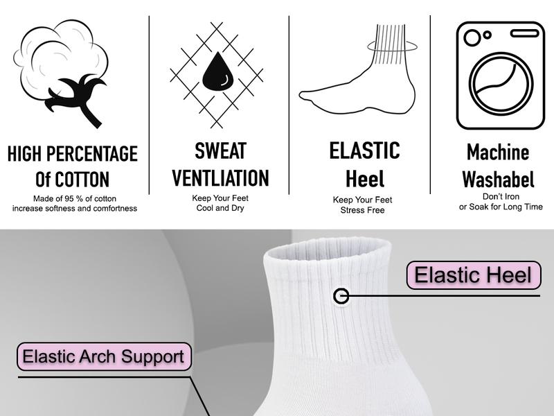 NevEND 6 Pairs Women's Men's Ankle Cotton Mini Crew Socks Athletic Running Sports with Thick Cushioned