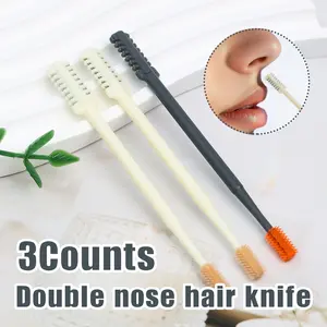 3 Counts 360 Rotating Nose Trimmer for Women & Men, 2-in-1 Nasal Cutter, Double Sided Blade, Portable Manual Nostril Trimmer