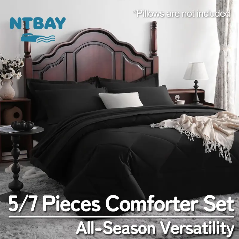NTBAY Bed in a Bag, 5/7 Pieces Bedding suit, Microfiber Down Alternative Comforter Set with Sheets, All Season Bedding, Deep Pocket, Oeko-Tex