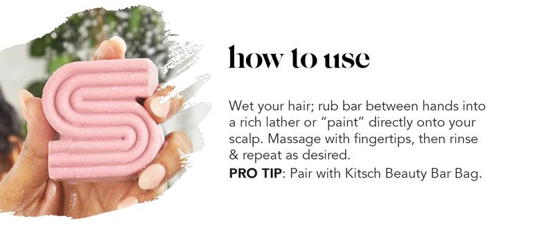 Kitsch Castor Oil Shampoo Bar for Hydration and Moisture, Vegan, Natural Solid Shampoo, Made in USA, Strengthens and Nourishes, Paraben-Free, 3.2oz