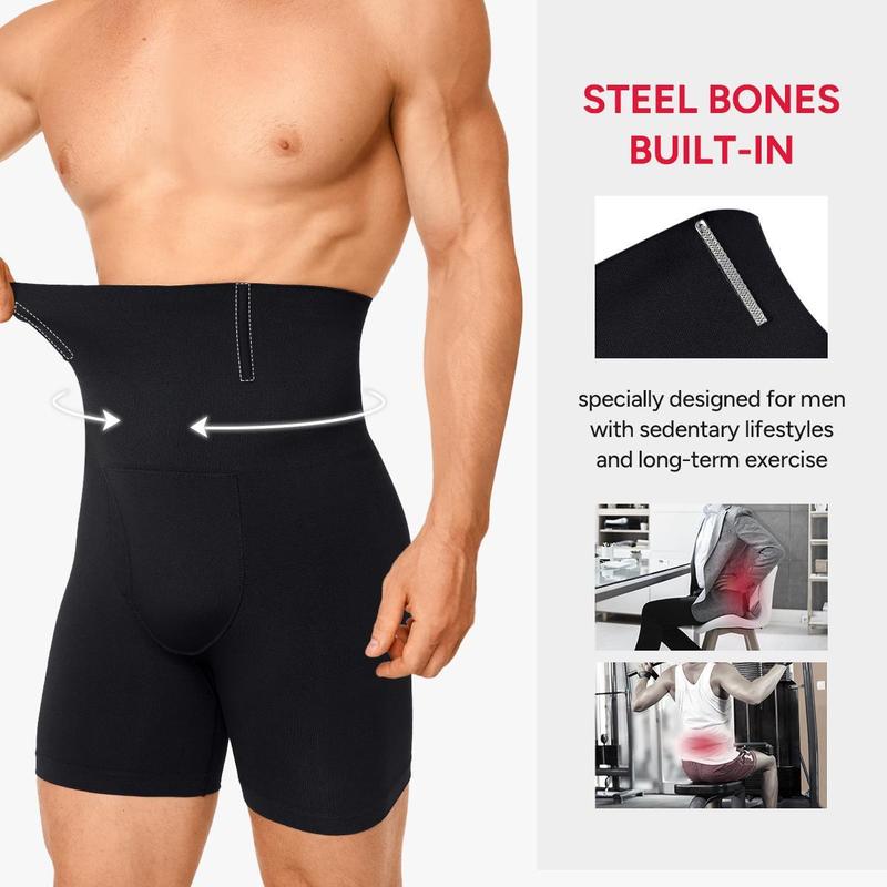 【Nebility】 Men’s High-Waist Tummy Control Shapewear, Slimming Compression Boxer Briefs Underwear, Seamless Belly Slim Fit