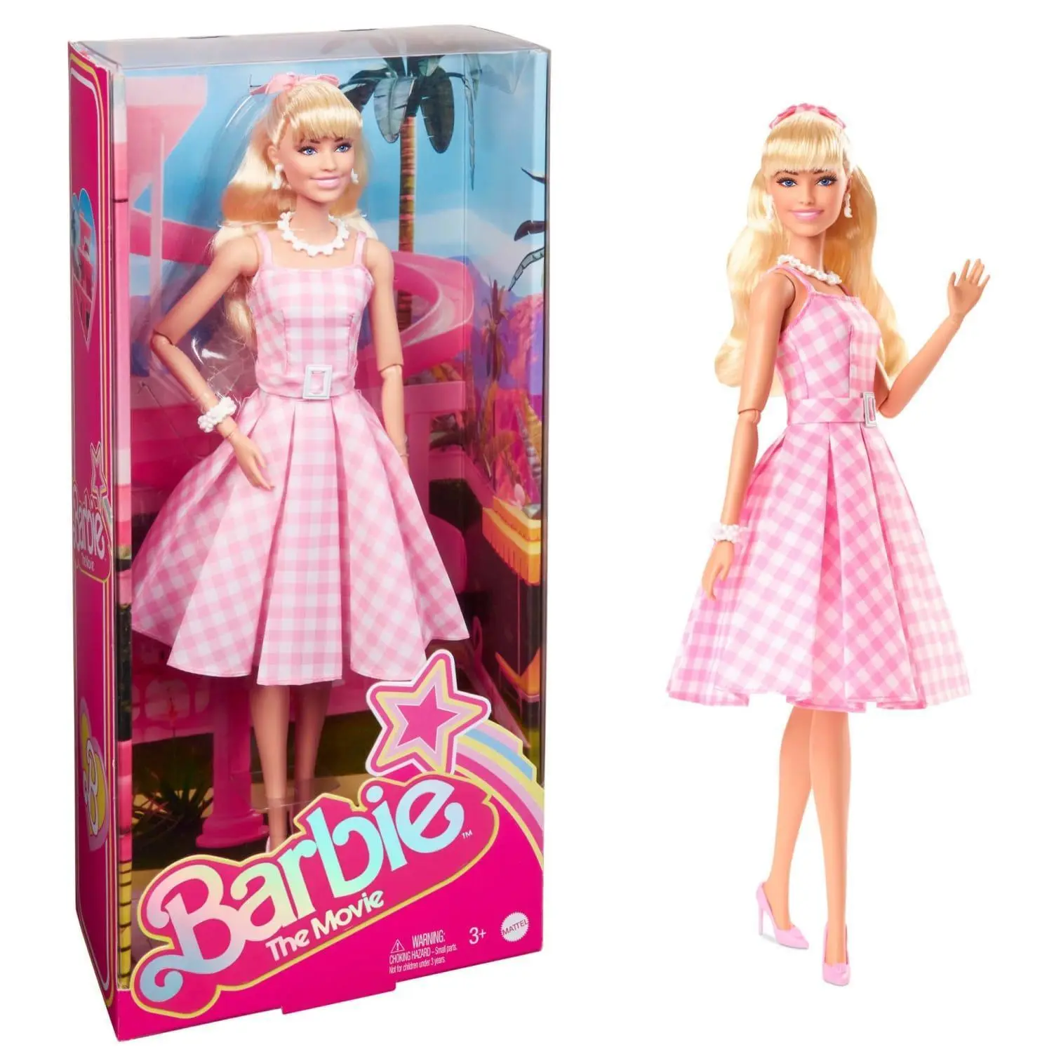 Barbie the Movie Collectible Doll, Margot Robbie As Barbie In Pink Gingham Dress Fashion Dolls
