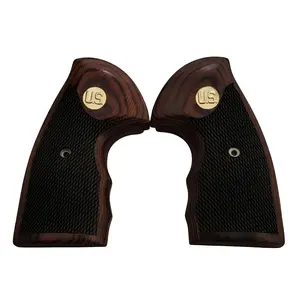 Colt Python Rosewood with Checkering Panels with a Gold Medallion with Raised U.S. Lettering for Colt Python