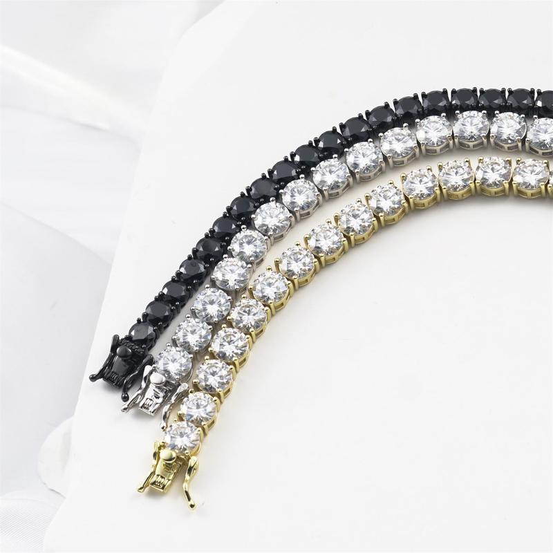 Delzzad 18k Gold-Plated Tennis Bracelet VVS D Color Synthetic Moissanite S925 Sterling Silver Tennis Chain Birthday Anniversary Mother's Day Christmas Gifts for Men Women With Giftbox