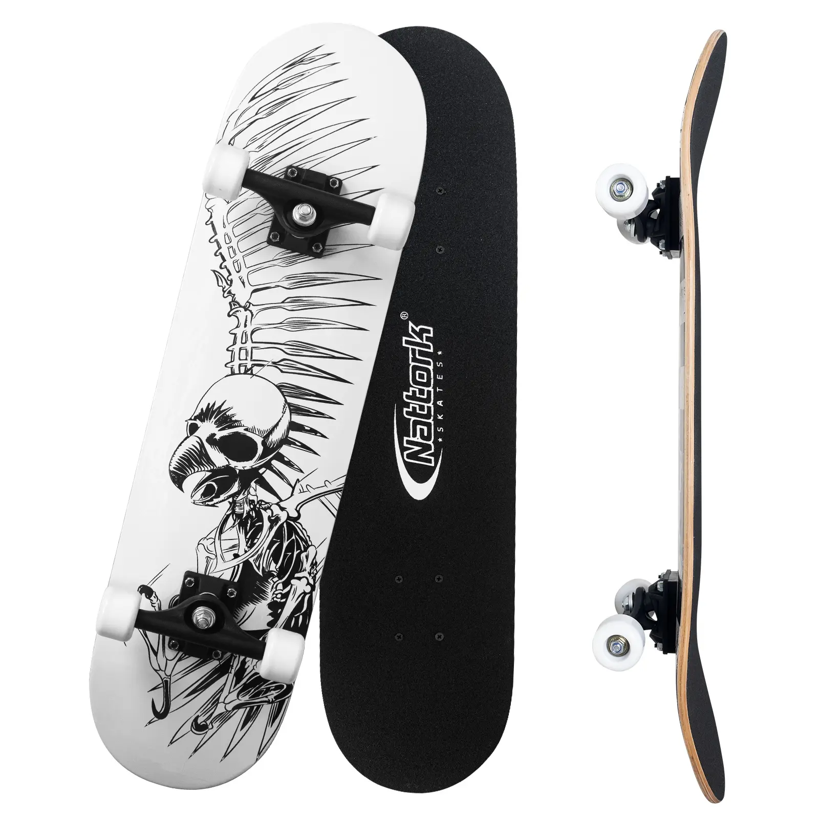 Nattork 31-Inch Complete Skateboard for Kids and Beginners, Sturdy 9-Layer Maple Skateboard Deck with 95A PU Wheels for Outdoor Sports