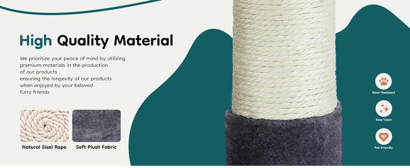 Cat Tree Tower for Indoor Cats 54in Tall Multi-Level Pet Furniture with Sisal Scratching Post, Plush Toy, and Climbing Ladder