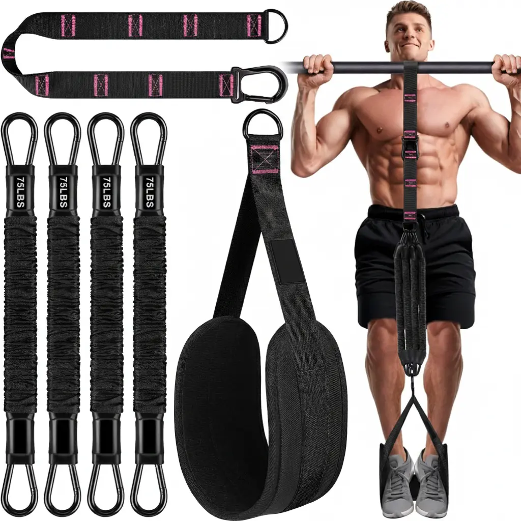 Pull Up Assistance Bands Set with Foot Support, Heavy Duty Adjustable Resistance Bands for Home Gym Training