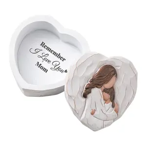 Mom and Daughter Figurine Small Keepsake Box - Mothers Day Birthday Gift for Best Moms from Daughter, Mother of The Bride Gifts - Mother in Law Gifts, 3D Resin Hand-Painted Jewelry & Trinket Box