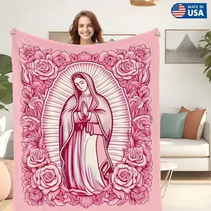 Virgin Mary Soft Cozy Throw Blanket Christmas Nativity with Angel Warm Sofa Bed Blanket for Adults Teens 60x80 inches Polyester Material