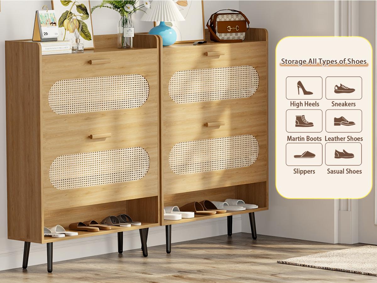 【HolidayHaul】Shoe Cabinet with Doors, 6-Tier Shoe Storage Cabinet with Adjustable Shelves, Wooden 50'' Tall Shoes Rack Organizer Cabinet for Entryway, Front Door, Hallway Closet, Living Room - Blue