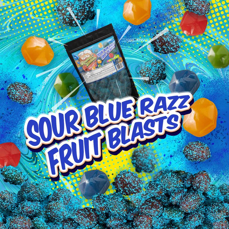 Sour Blue Razz Fruit Blasts Gushers Enchilados Viral Tangy, Sweet, Sour and Irresistibly Delicious Treats Gummy Candy Snack