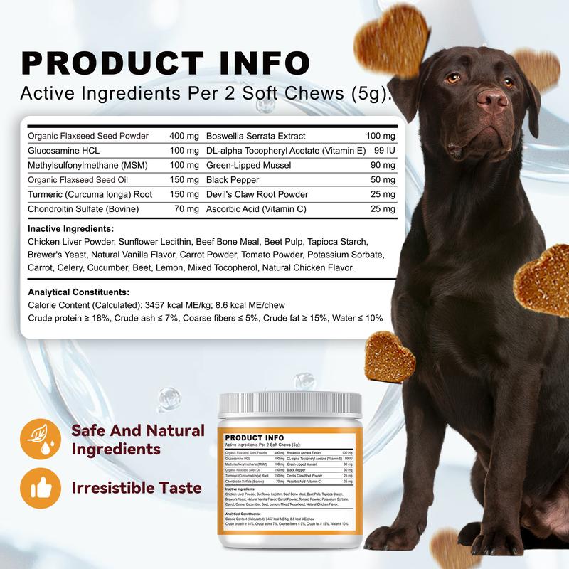 OURCARES Hip & Joint Mobility Bites with MSM & Glucosamine, Soft Chews Treats for Dogs’ Muscle & Joint Support Feeding