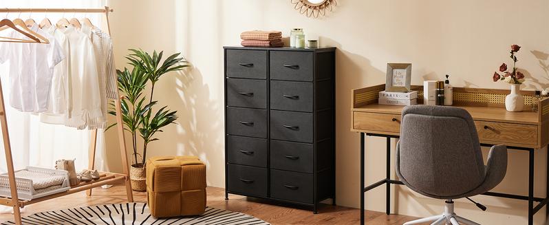 SweetFurniture Dresser, Dresser for Bedroom Tall Drawer Dresser Organizer Storage Drawers Fabric Storage Tower