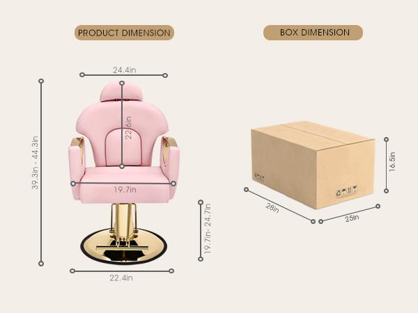 Pink Heavy Duty Barber Chair 360 Degree Swivel Hair Chair with Oversized Hydraulic Pump for Salon Use