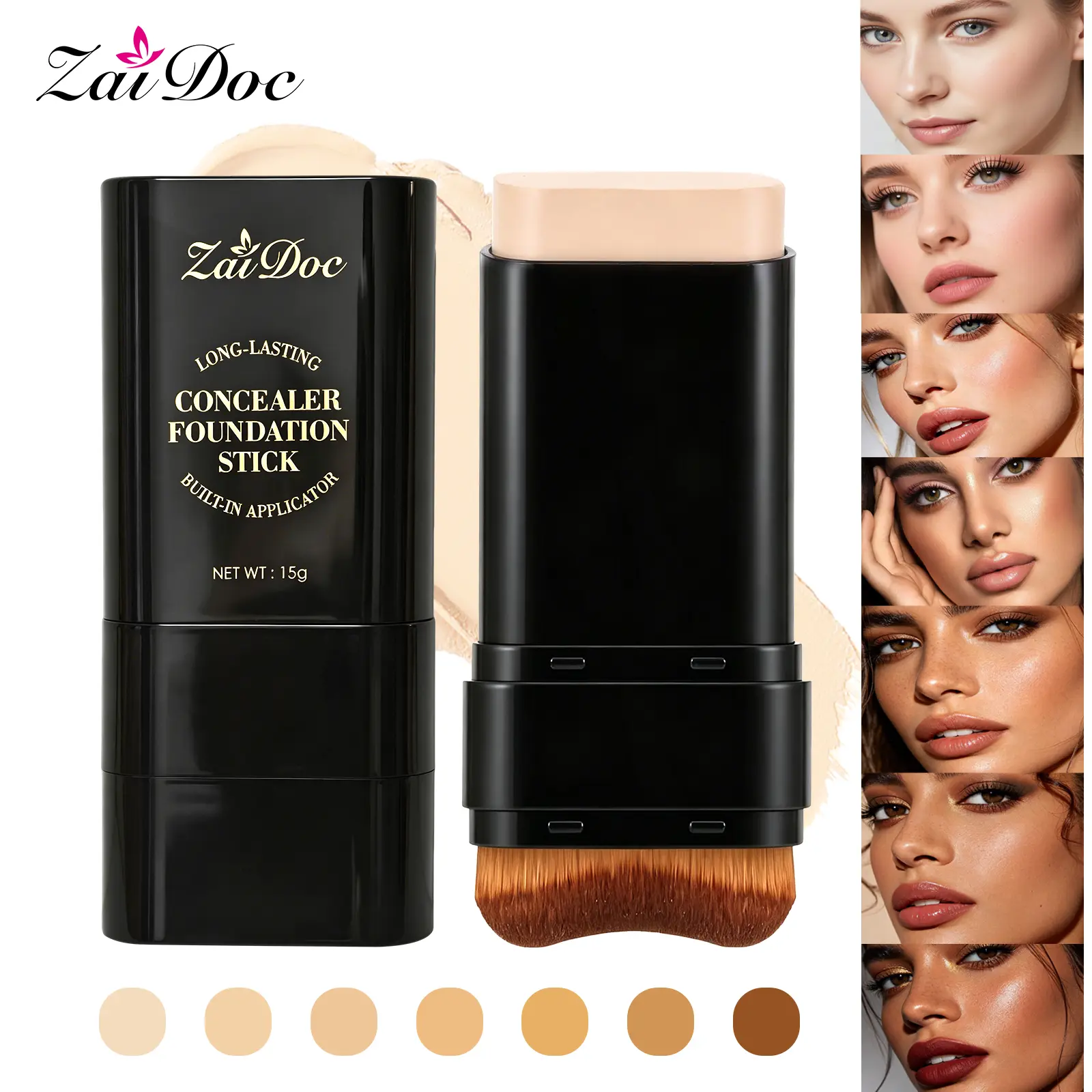 Foundation Stick Waterproof 24H Longwear Full Coverage Concealer , Lightweight Breathable, Oil Control Sweatproof, Non-Cakey Natural Matte, Hide Blemishes Cover Dark Spots Conceal Pores, Even Skin Tone For All Skin Tones, Face Makeup Cosmetics