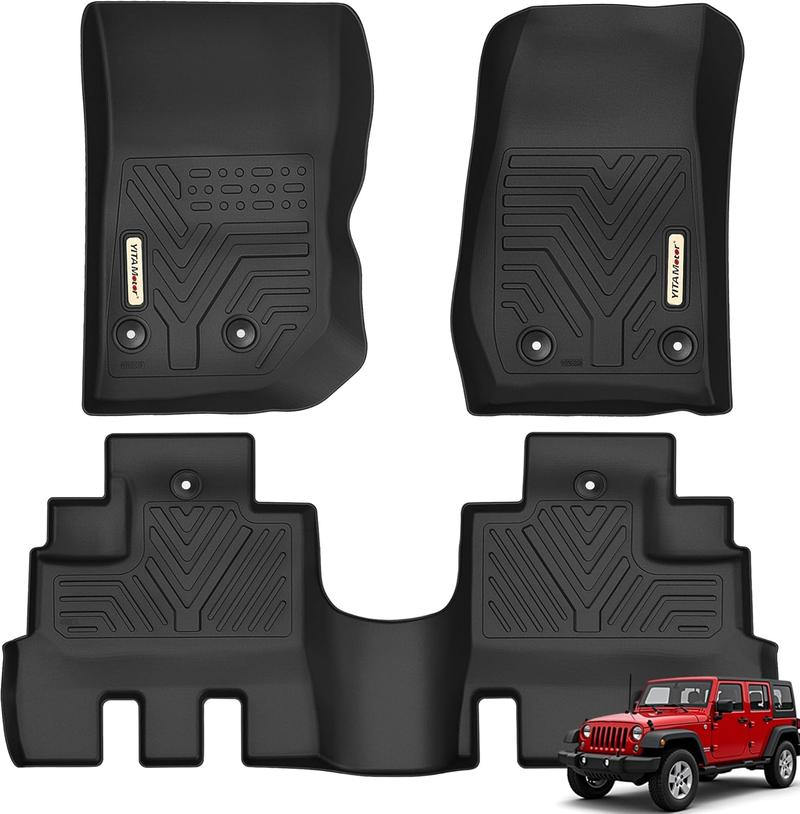 YITAMOTOR Floor Mats Compatible with Jeep Wrangler JK Unlimited, Custom Fit Floor Liners for 2014-2018, All Weather Protection, Black Car Accessories YITAMOTOR Floor Mats Compatible with Jeep Wrangler JK Unlimited, Custom Fit Floor Liners for 2014-2018, All Weather Protection, Black Car Accessories