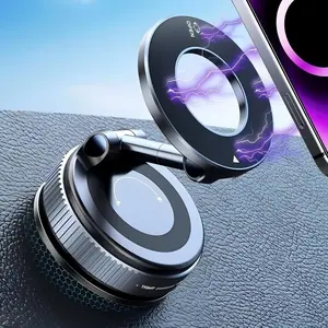 Universal Magnetic Car Phone Holder Strong Vacuum Suction Cup Mount for All Smartphones & Vehicles Foldable Design Works on Dashboard Gym & Bathroom Mirrors