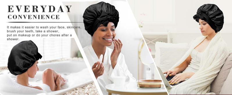 Satin Bonnet with Tie Band Double Layer Adjustable Sleep Bonnet with Silk-Like Lining Stay On Night Cap for Curly Hair Braids & Natural Hair school gift Sleeping Bonnet satin adjustable strap