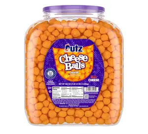 Utz Cheese Balls Barrel, Tasty Snack Baked with Real Cheddar Cheese, Delightfully Poppable Party Snack, Gluten, Cholesterol and Trans-Fat Free, Kosher Certified, 36.5 Oz