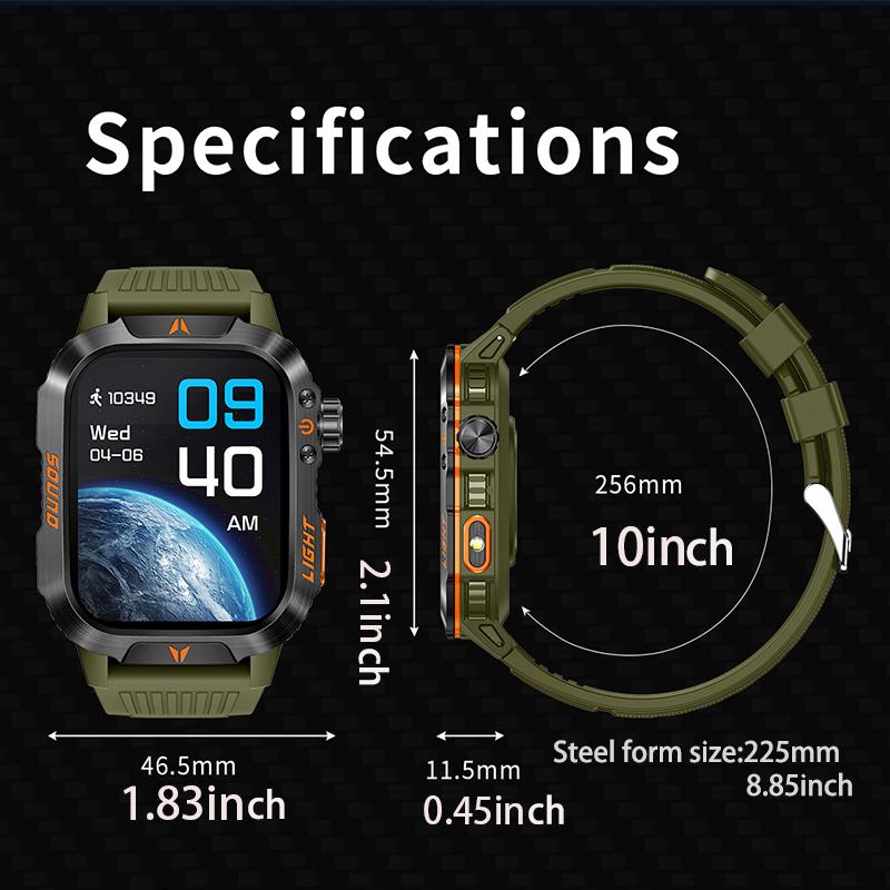 New Smart Outdoor Watch with Call Answering Dialing 100 Sports Modes 600mAh Battery LED Light Weather Tracker Pedometer Fitness Tracker for Android iOS Phones Gift for Men Women
