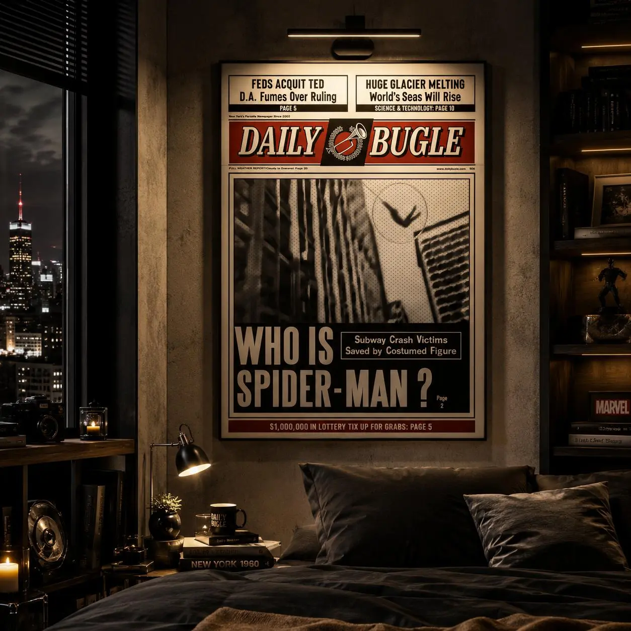 Vintage Newspaper Canvas Wall Art Poster - Comic-Inspired Iconic Home Decor, Ready-to-Hang or Frame for Bedroom, Living Room
