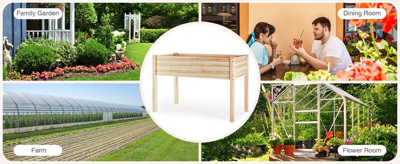 Raised Garden Bed with Legs, 48x24x30in Wood Elevated Planter Box for Herbs, Flowers, Vegetables & 300lbs Capacity Outdoor Gardening Planters