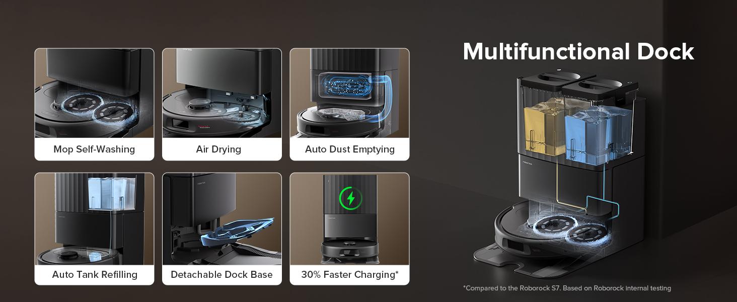 Roborock Qrevo Series Robot Vacuum and Mop, 10,000Pa suction, Self-Drying, Auto Mop Washing, Self-Emptying & Refilling, 10mm Mop Lifting, Smart Obstacle Avoidance (QV 35S) #TikTokShopJumpstartSale