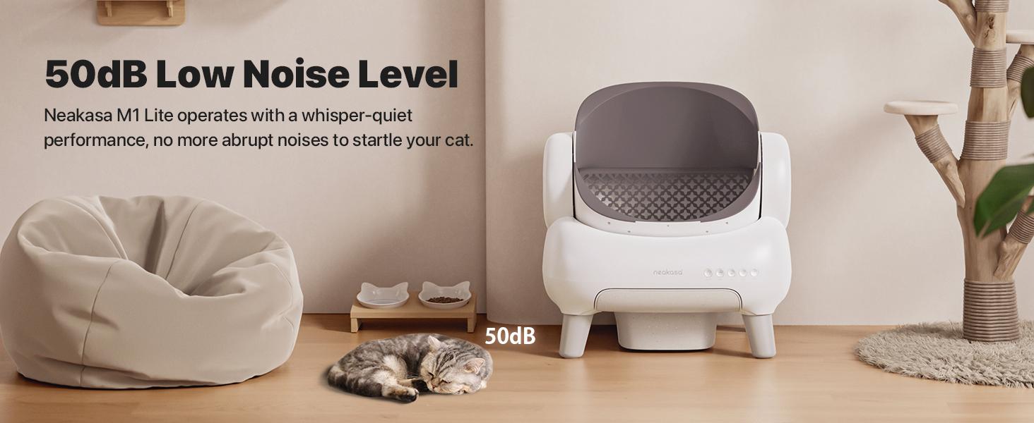 M1 Lite Open-Top Self Cleaning Cat Litter Box, Automatic Cat Litter Box with APP Control, Safety Protection, 1 Roll Waste Bag Litterbox Litterbox
