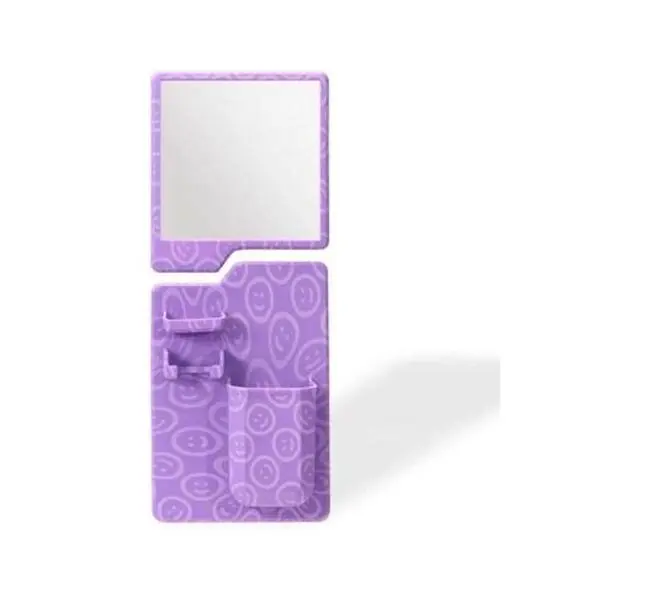 Stick-On Mirror & Shower Caddy Set – Purple with Smiley Faces
